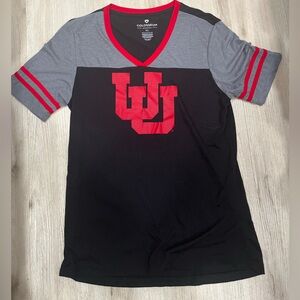 Colosseum Black and Gray V-Neck T-Shirt with Red Accents